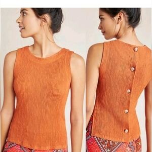 Anthropologie Montauk Tank Top Button Back Women's Size M  Burnt Orange Tank Top